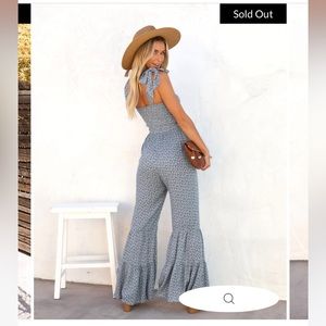 NWT VICI COLEPORT SMOCKED FLARE JUMPSUIT